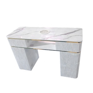 Nouveau 2025 Ensemble de table à ongles sans cadre avec aspirateur intégré, surface marbre noir, mobilier commercial de luxe léger, Modèle 2 Rock - Product Image 2