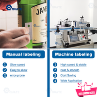 Machine d'étiquetage automatique portable à colle humide pour bouteilles en plastique rondes, vitamines, baumes à lèvres, seringues, stylos, étiquetage de la date d'expiration