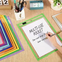 Fundas de Plástico Transparente Personalizadas, Reutilizables, para Escribir y Borrar, con Bolsillos para Archivar Documentos, para Oficina, Estudio, Almacén, Etiquetado
