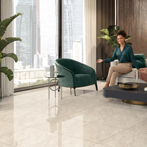 Azulejos de Porcelana Gris Niebla de 600x600 mm, Acabado Brillante, Efecto Mármol Gris, Glaseado Digital, para Pisos Interiores - Product Image 4