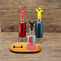 Bouteille en verre de 200 ml, 300 ml, 500 ml pour l'huile avec double bec verseur en silicone