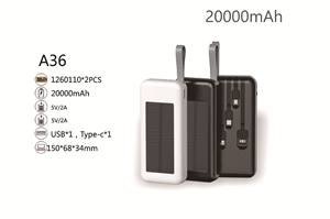 Batterie Externe Solaire 2025 Ultra Mince 10000mAh/20000mAh avec Câble Intégré, Batterie Li-Polymère, Double Sortie USB – Meilleure Vente - Product Image 4