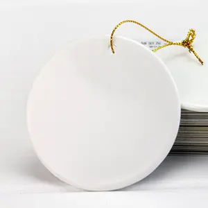 Cercle de cadeau de noël à sublimation rond de 3 pouces, ornements de noël en céramique vierge à Sublimation personnalisée pour arbres de noël