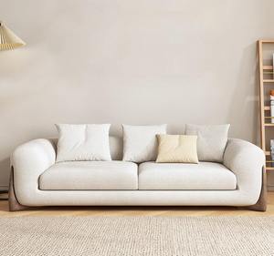 Conjunto de muebles modernos para sala de estar, sala de estar suave, moderno, minimalista, en forma de <span class=keywords><strong>L</strong></span>, seccional, de tela de lino blanca, sofá Modular - Product Image 2