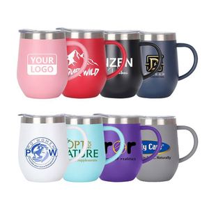 แก้วน้ำรูปไข่แบบมีหูจับ ขนาด 12 ออนซ์ ผนังสองชั้น สแตนเลส เก็บอุณหภูมิ พร้อมโลโก้สั่งทำพิเศษ - Product Image 6