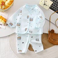 YouyuanBao Pakaian Bayi Baru Lahir Katun Murni Perlengkapan Awal Musim Semi Gugur Panas Satu Bulan Set Dua Potong Unisex