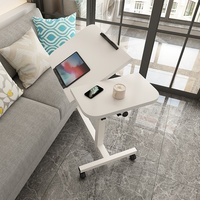 Soporte Simple para Portátil de MDF, Escritorio de Pie, Mesa Auxiliar para Cama, Mesa de Noche Móvil con Altura Ajustable, China
