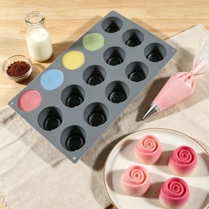 15-Cavity 3D Rose <b>Silicone</b> Mold Food Grade <b>Baking</b> Tool For Cake Decorating - Product Image 3
