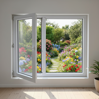 Ventana Abatible de PVC, Color Blanco, Acero Inoxidable, Resistente al Agua, Estándar AAMA, para Baño, Proyecto Comercial, Alta Calidad