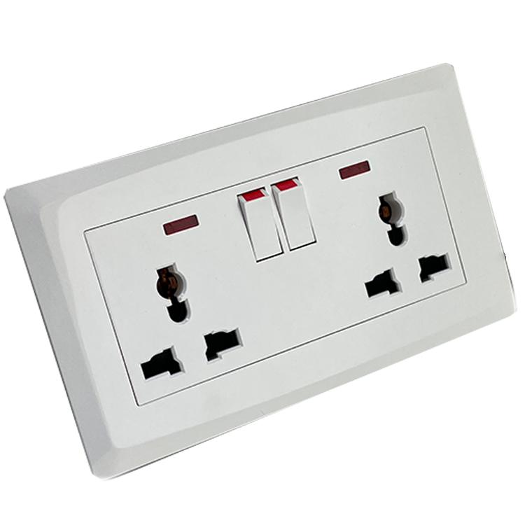 250V 13A UK Standard Double Switched Double Socket Outlet Electric Wall Mount Sockets and Switches