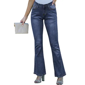 Vintage Soort Nieuwe Stijlvolle Moderne Vrouwen Wijde Pijpen Dames Jeans