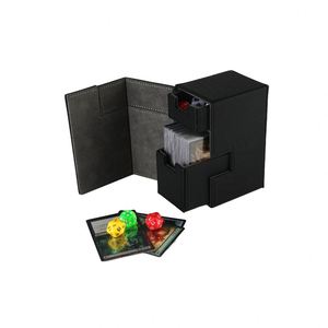 Étui portable en cuir PU pour cartes avec rangement pour dés, idéal pour les jeux de cartes à collectionner et l'organisation des jeux de stratégie, coins carrés, couleurs vives - Product Image 1