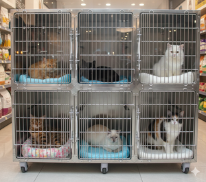 <span class=keywords><strong>Cages</strong></span> vétérinaires en acier inoxydable 304 ADZIA pour hôpitaux et cliniques, présentoirs premium pour animaux de compagnie pour centres commerciaux et animaleries - Product Image 2