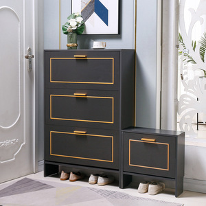 <span class=keywords><strong>Zapatero</strong></span> plegable moderno de puerta gris, frontal, Vestíbulo y hall de entrada, estante de gran capacidad, simple y elegante - Product Image 1