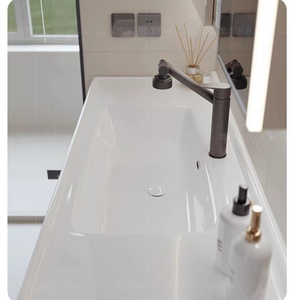 Hiện đại treo tường gỗ rắn tủ phòng tắm Thiết lập bán sang trọng lưu trữ Vanity với gương thông minh - Product Image 6