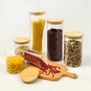 Luxury Customizable Eco-Friendly Kitchen Food Storage <strong>Container</strong> <strong>Set</strong> with Borosilicate Glass <strong>Jars</strong> and Bamboo Lids - Product Image 5