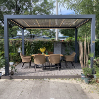 Pergola de jardin facile à assembler, toit à lames bioclimatiques imperméable, fabrication OEM, 3x3, 3x4, 4x4, 6x4m