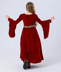 Ecowalson niñas vestido renacentista Medieval terciopelo manga larga acampanada Vintage <span class=keywords><strong>princesa</strong></span> disfraces Halloween carnaval fiesta vestido - Product Image 2