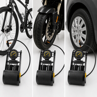 Adaptateur de buse de gonflage de pneu à double cylindre avec manomètre et aiguille pour ballons, pédale pliable en acier pour pompe à pied de voiture, VTT, vélo de route et de ville