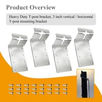 Support de montage vertical en acier pour poteau en T, à fixation unilatérale, avec revêtement en poudre, pour boîte aux lettres et support de signalisation