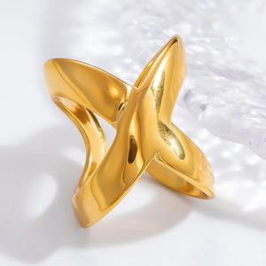 Geometric Stainless Steel Open <b>Statement</b> <b>Ring</b> For Women Party Jewelry Light Luxury Fashion <b>Rings</b> Gold Color JZ21333 - Product Image 2