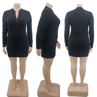 Nouveauté Robes pour femmes grande taille à rayures côtelées de couleur unie simples et élégantes à fermeture éclair pliables