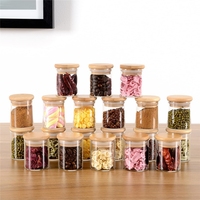 Bocaux à épices en verre 2.5oz, avec couvercles transparents en bambou, étiquettes et stylo 2.5oz, Mini récipients de stockage des aliments, pour la poêle