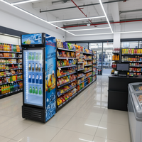Refrigerador Vertical Comercial con Puerta de Vidrio para Bebidas, Termostato Mecánico, Iluminación LED, Enfriamiento por Aire de Bajo Ruido para Bares y Supermercados