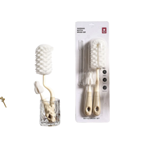 Ensemble de brosse éponge en plastique durable multifonctionnel pour le nettoyage des biberons à poignée droite Conception insérable pour cartes Portable