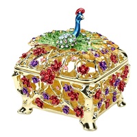 Boîte à bijoux en cristal émaillé, porte-anneau, bijoux animaux, 24 pièces