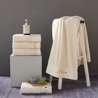 Conjunto de toallas de baño de lujo, toallitas de algodón de bambú 100%, respetuosas con el medio ambiente, natural, venta al por mayor