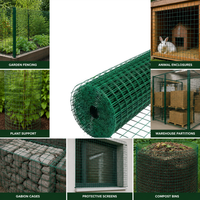 Rouleau de treillis soudé en PVC vert multi-usage pour projets de bricolage à domicile et clôtures de sécurité de jardin, maille de 1/2 pouce