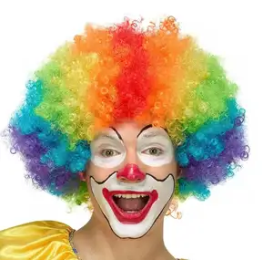 Clown Disco Party Pruik Hoed Kleurrijke Voetbal Fans Pluizige Pruik Decoraties Halloween Cosplay Neon Haarstukken Voor Mannen Vrouwen Tiener