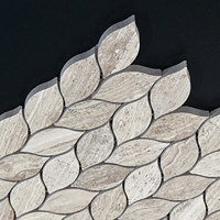 Mosaïque personnalisée en bois gris, mosaïque en marbre, carrelage de crédence, mosaïque en feuilles, finition murale en marbre, décoration de sol pour salle de bain et douche