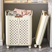 Panier à linge pliable en plastique DAYOOH, panier à linge portable pour salle de bain avec roulettes universelles