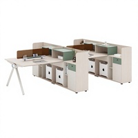 Ensemble bureau et chaise de bureau moderne et simple, bureau informatique quatre places en PVC pour bureau, salon de manucure, origine Chine