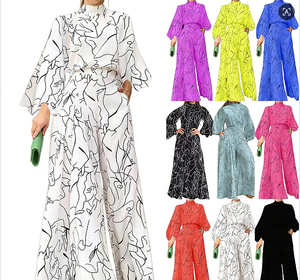 Nuevo Vestido Blanco al por Mayor 2026, Vestido de Oficina para Mujer, Manga Larga, Talla Grande, <span class=keywords><strong>Pantalones</strong></span> Largos de Pierna Ancha - Product Image 1