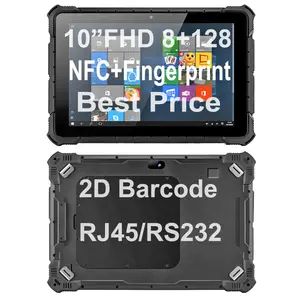 HiDON ที่ถูกที่สุด 10" FHD 8GB + 128GB ลายนิ้วมือ NFC Windows แท็บเล็ตที่ทนทาน Windows, แท็บเล็ตพีซีที่ทนทานพร้อมเครื่องสแกนบาร์โค้ด NFC 2D