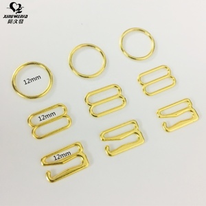 Accessoires de <span class=keywords><strong>soutien</strong></span>-<span class=keywords><strong>gorge</strong></span> Boucle en métal de 12mm Anneaux de sangle de <span class=keywords><strong>soutien</strong></span>-<span class=keywords><strong>gorge</strong></span> en alliage de zinc plaqué or Curseurs et crochets - Product Image 5