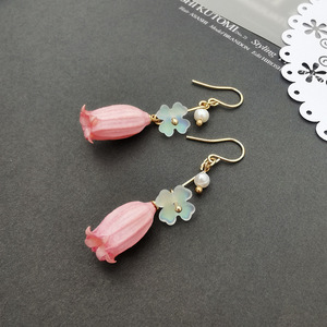 Nuevos pendientes de goma caídos Linglan, carillón de viento, fruta, pendientes largos de flores de cristal, pequeños pendientes de perlas de imitación frescas, bonitos pendientes - Product Image 5