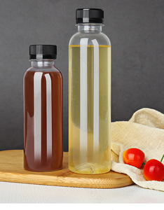 Bouteille en <span class=keywords><strong>plastique</strong></span> PET transparente de 150 ml, 500 ml, 1 L pour boissons froides, café, jus, avec couvercle et bouchon à vis - Product Image 3