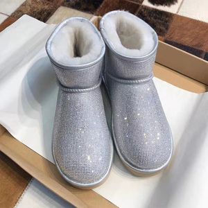 Fashion Winter New Warm Faux Fur Bling Bling Ankle Shiny Rhinestone Snow <strong>Sparkly</strong> <strong>Boots</strong> Pink - Product Image 2