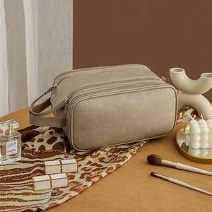 Sac de rangement pour cosmétiques de voyage portable à grande capacité avec fermeture éclair personnalisée, 3 couches, imperméable, pour maquillage - Product Image 6