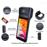 Terminal de point de vente portable Android 13 de 5,5 pouces avec Bluetooth, NFC, USB, 3 Go de RAM, 16 Go de SSD, imprimante thermique 58 mm, étui en cuir, faible MOQ, OEM