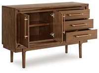Table console en bois de noyer MDF AJUNION, buffet de salle à manger, table d'appoint de salon avec rangement et tiroirs