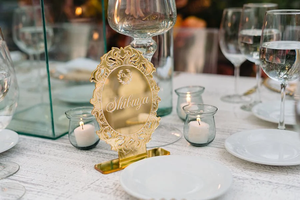Lasercut กระจกคริสตัลอะคริลิคโต๊ะทองแดง/กุหลาบ/สีทองหมายเลขโต๊ะแต่งงานพร้อมขาตั้ง - Product Image 2