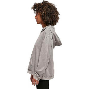 Sudaderas con capucha de manga completa lavadas con ácido de alta calidad con logotipo personalizado al por mayor para mujer - Product Image 3