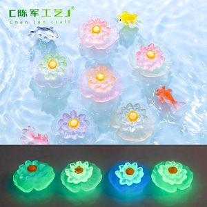 Vase écologique micro-paysage nocturne luminescent avec lotus et feuilles, aquarium, décoration de paysage DIY pour aquarium - Product Image 2