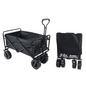 Camping Wagon Large Capacity All-terrain Wheels Outdoor Folding Wagon Cart Portable Beach Wagon Utility Collapsible Trolley