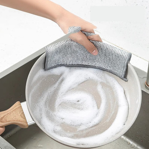 Éponges à vaisselle multifonctionnelles tout usage en fil d'acier, chiffons de nettoyage anti-rayures, éponges à récurer en fil d'acier double couche - Product Image 2